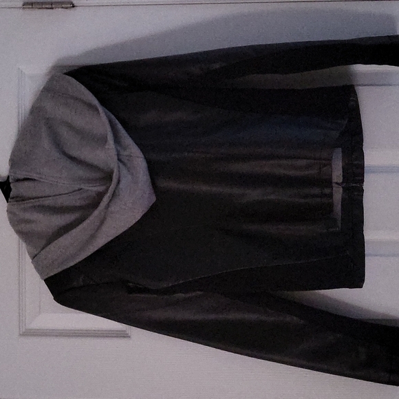 Calvin Klein hoodie sweater attached leather jacket. - Picture 2 of 2